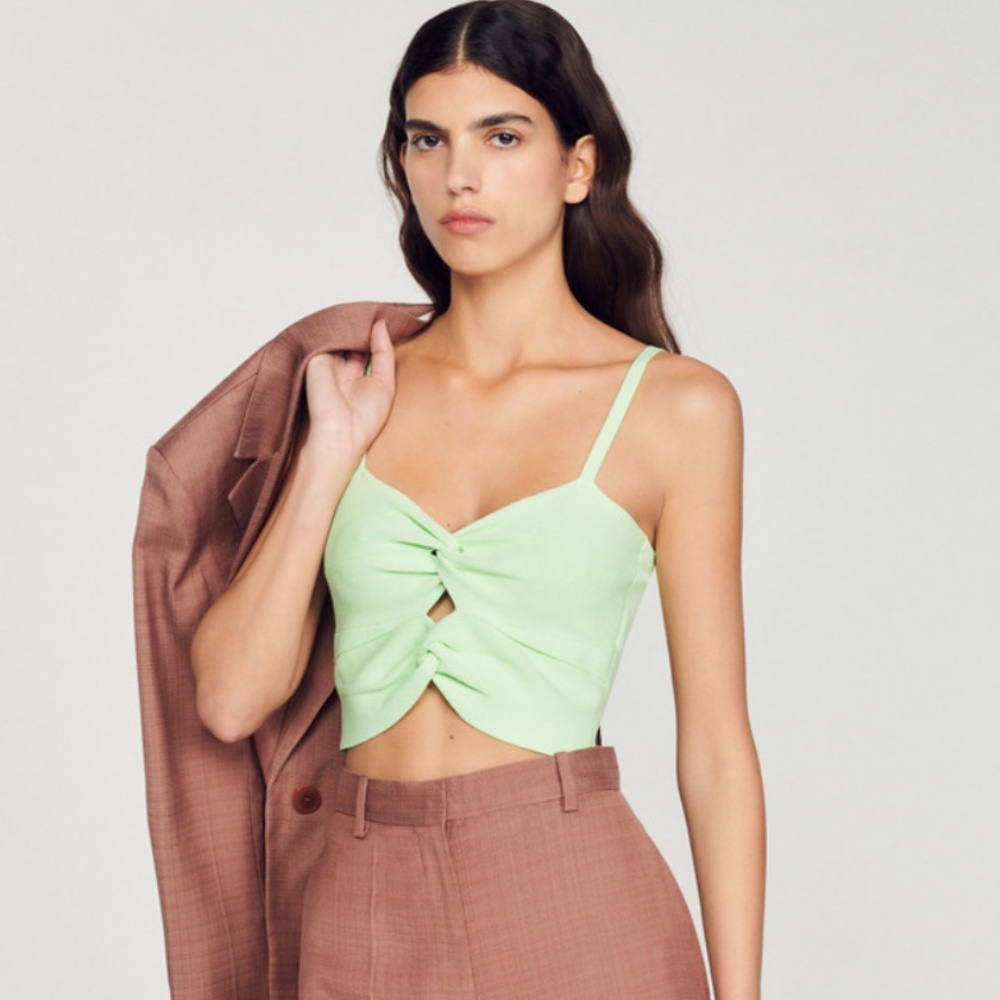 Sandro Twist Green Knit Top